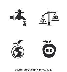 four flat eco icons