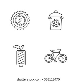 four flat eco icons