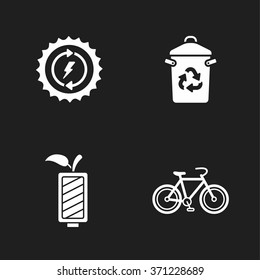 four flat eco icons