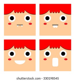 four flat faces of girl
