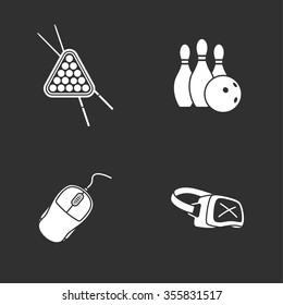 four flat game icons