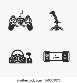 four flat game icons