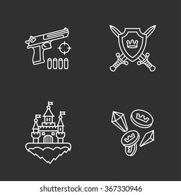 four flat game icons