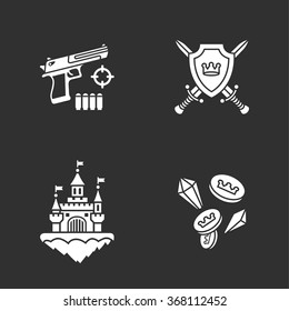 four flat game icons