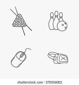 four flat game icons