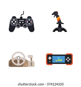 four flat game icons