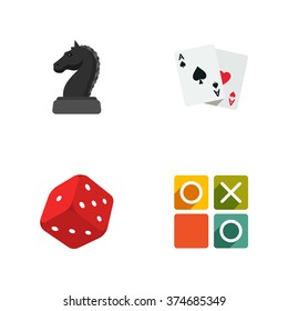 four flat game icons