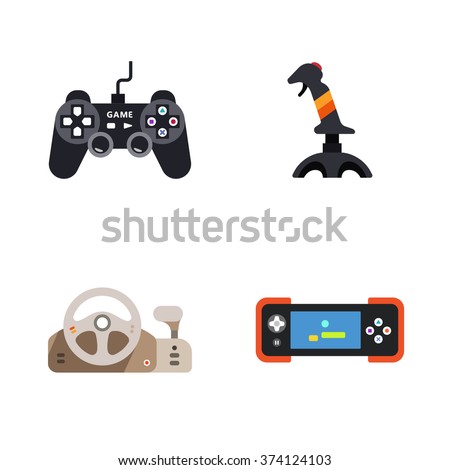 four flat game icons