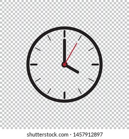 Four o’Clock flat icon design template isolated illustration on transparent background, Black, White and red clock icon vector illustration.