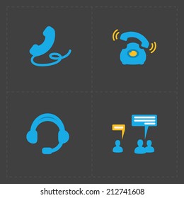 Four flat social icons set on Dark Background