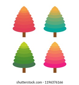four flat tree gradation vector design