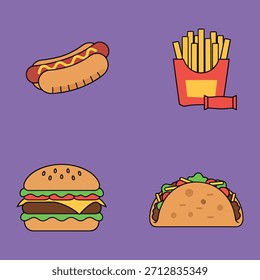 Four flat vector food icons