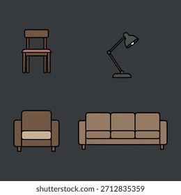 Four flat vector furniture items