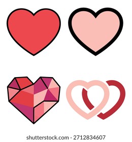 Cuatro Formas de corazón de Vector plano