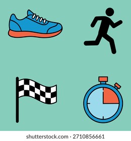 Cuatro iconos atléticos de Vector plano