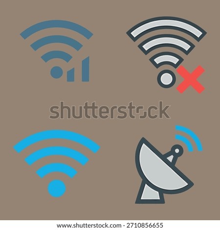 Four flat vector signalWi-Fi icons