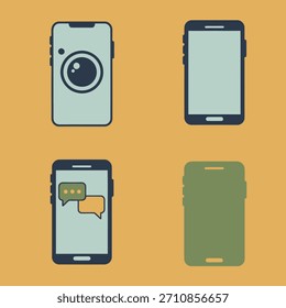 Quatro ícones de vetor para smartphones planos