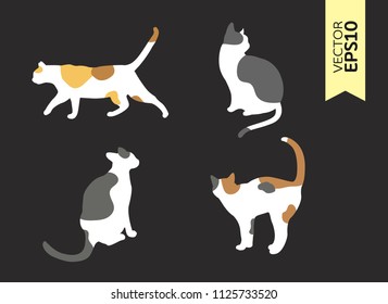 Four flat-style cat illustration.vector EPS10