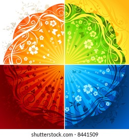 Four floral backgrounds, vector illustration