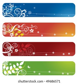 Four floral banners or bookmarks