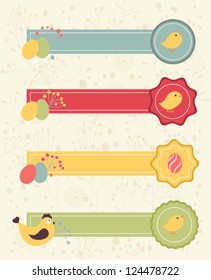 Four floral easter banners with eggs and chick