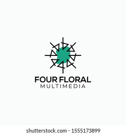 four floral logo vector concept with simple, and unique styles