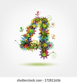 Four, floral number for your design