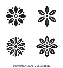 four flower silhouettes with vector eps illustration on a white background high-quality fully editable file