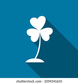 Four Flower tree icon with long shadow black,Simple design style.vector illustration