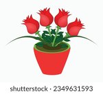 Four flowers in a flower tob