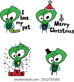 
four fly stickers, i love my pet, merry christmas, first place, gentleman