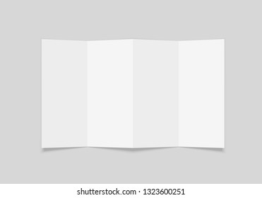 Four Fold Brochure Mockup. Blank White  Brochure Mock Up. Isolated Vector Illustration On White Background.