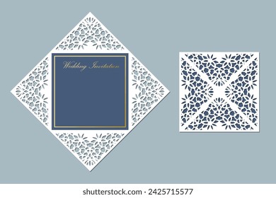 Four fold wedding invitation card template, vector.