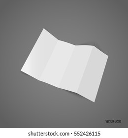 Four - fold white template paper. Vector illustration.