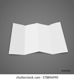 Four - fold white template paper. Vector illustration.