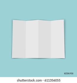 Four - fold white template paper. Vector illustration