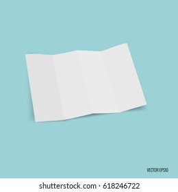 Four - fold white template paper. Vector illustration.