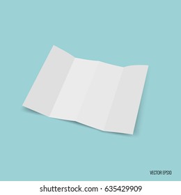 Four - fold white template paper. Vector illustration.