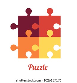 Four Folded Puzzles. Smart logo and symbol of logic