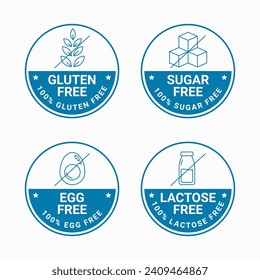 Four Food Allergen Labels about gluten, sugar, egg and lactose.