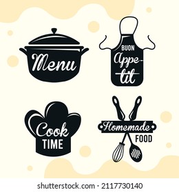 four food cook set labels