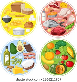The four food groups illustration
