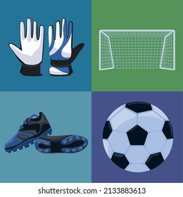 four football soccer set icons