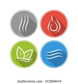 Four forces elements. Water, fire, earth, air. The symbols of magic and power. The layout for the logo.