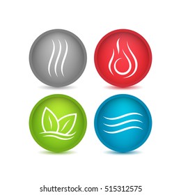 Four forces elements. Water, fire, earth, air. The symbols of magic and power. The layout for the logo.