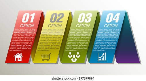 Four frame and text areas in the elevator for a business presentation (info graphics)