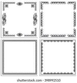 Four frames in balinese style. Stroke lines.