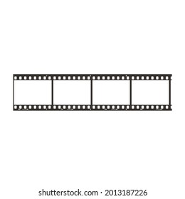 Cuatro cuadros de un recorte de película de 35 mm de punto positivo, icono negro simple aislado en blanco