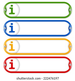 four frames for entering text with screws and info symbol
