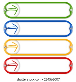 four frames for entering text with screws and arrow